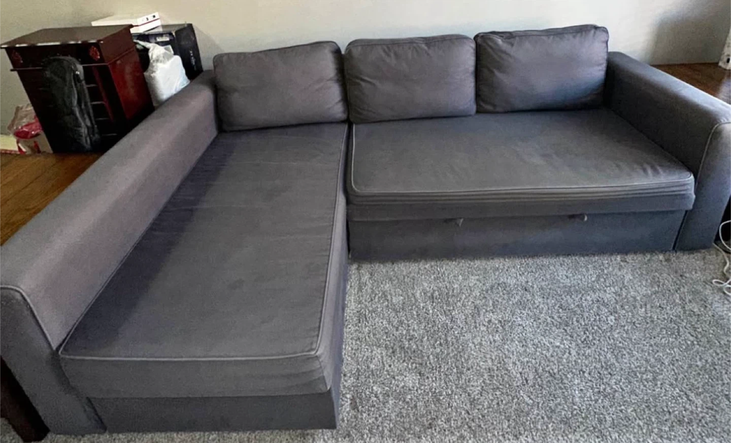 Gray Sectional Sofa Bed with Storage