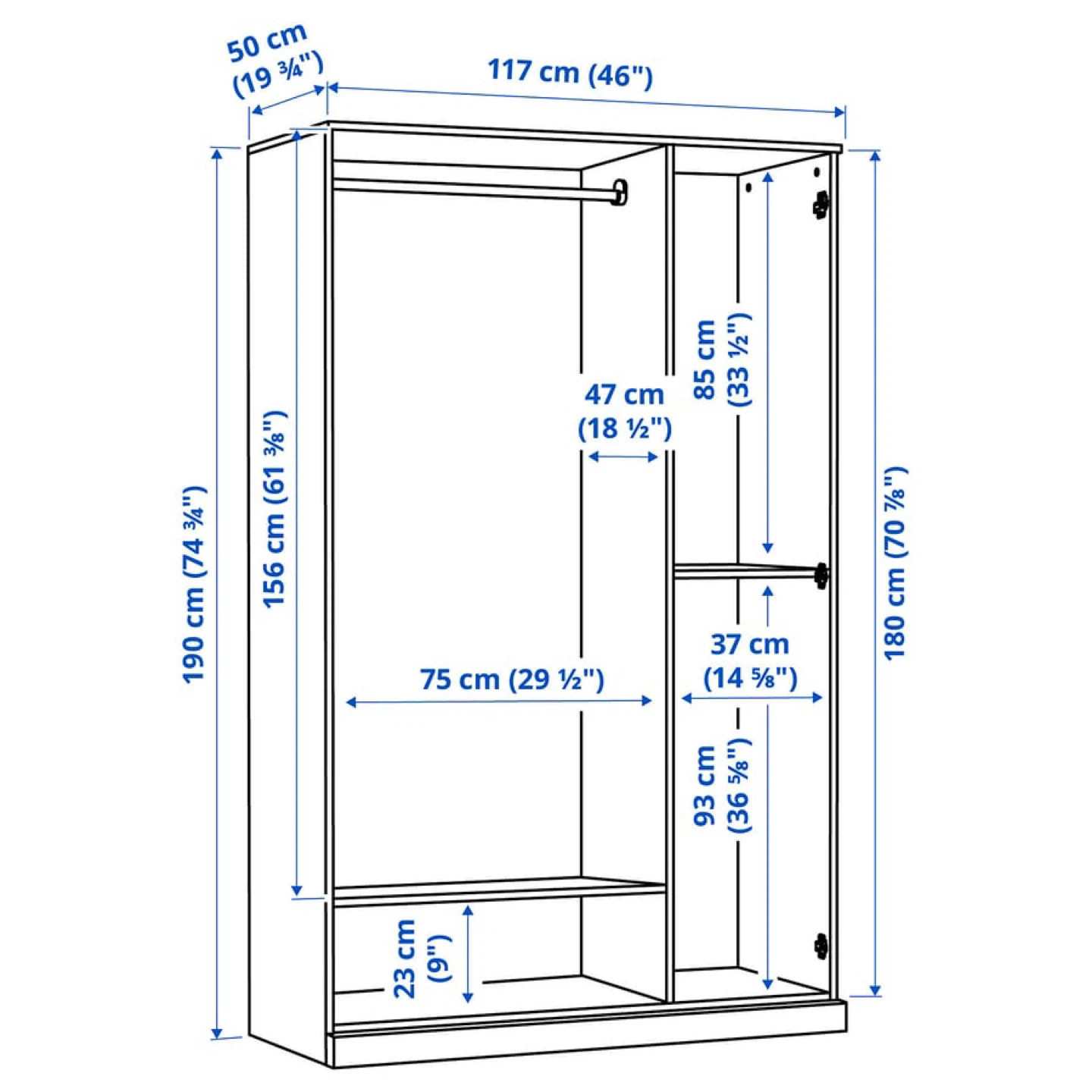 IKEA Brimnes Wardrobe with 3 Doors and Mirror - White - photo 4