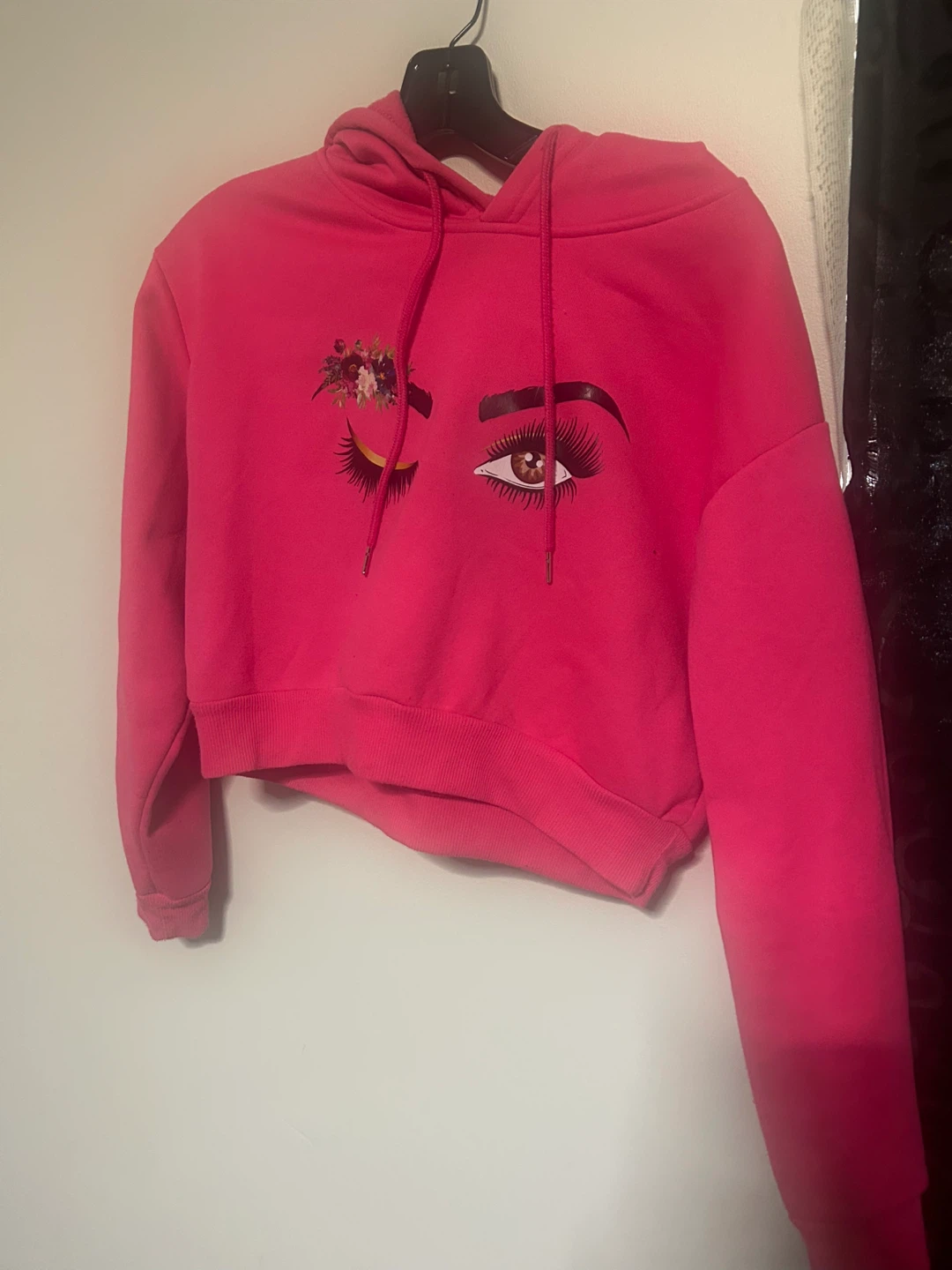 Cropped Hoodie with Eye Graphic