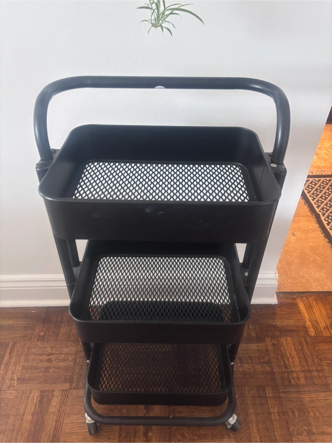 Black 3-Tier Rolling Utility Cart