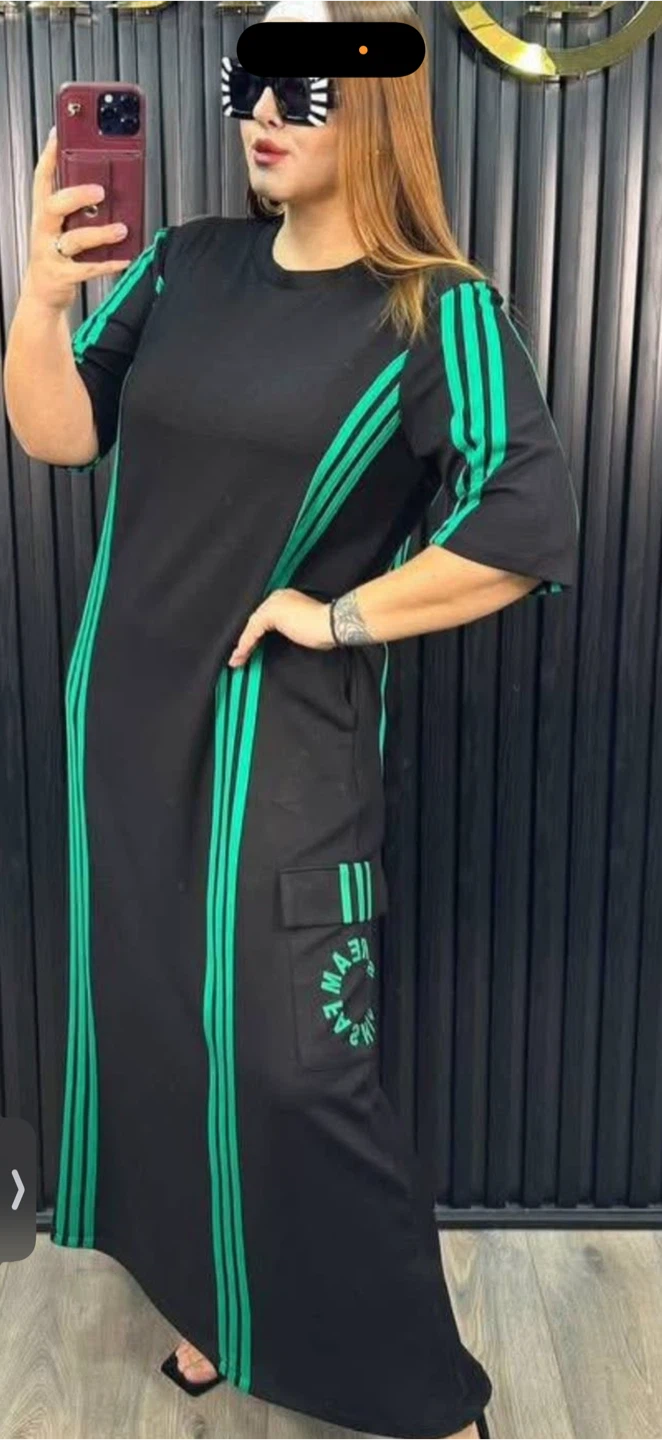 Black and Green Striped Maxi Dress