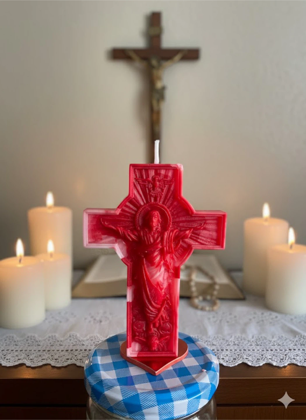 Mini Crucifix Jesus Candle