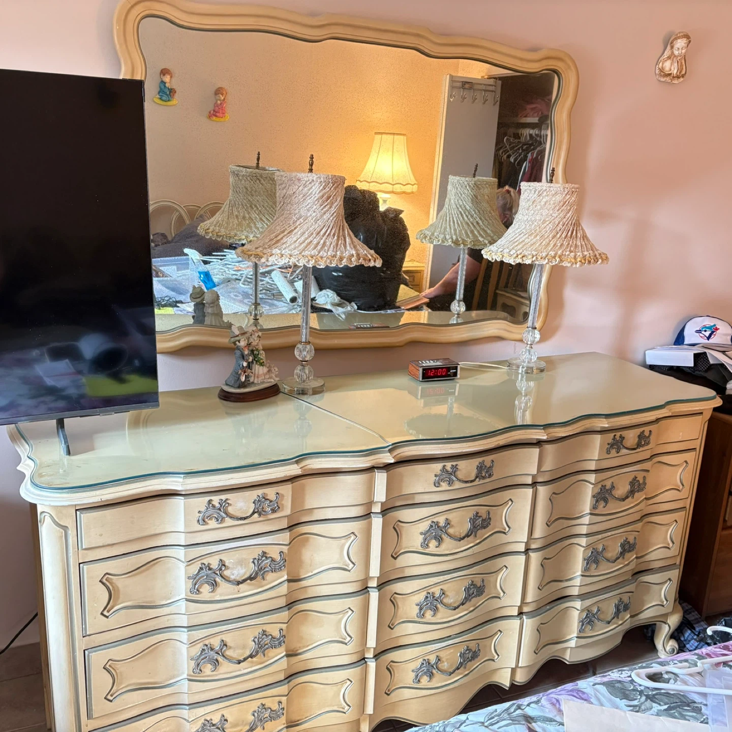 Cream French Provincial Dresser with Mirror