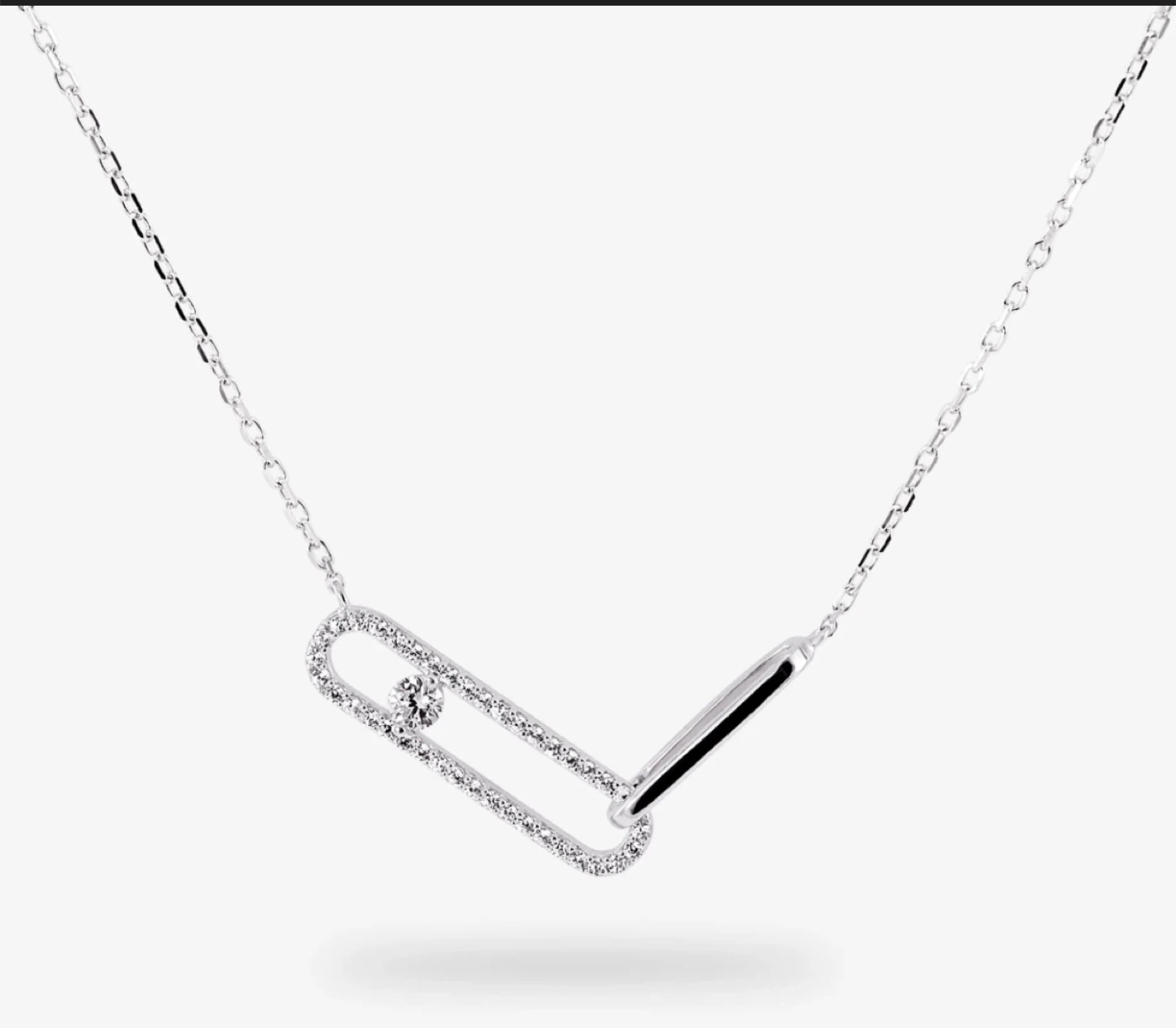 white gold plated set necklace with earring Diamond Necklace - photo 3