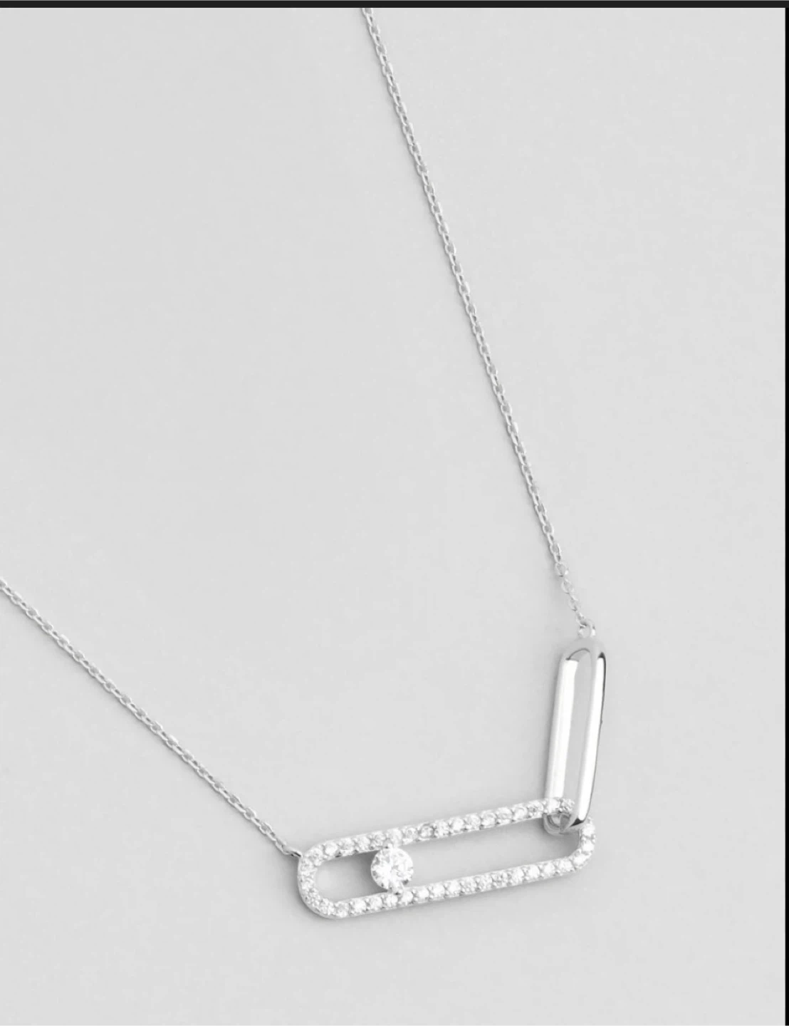white gold plated set necklace with earring Diamond Necklace - photo 4