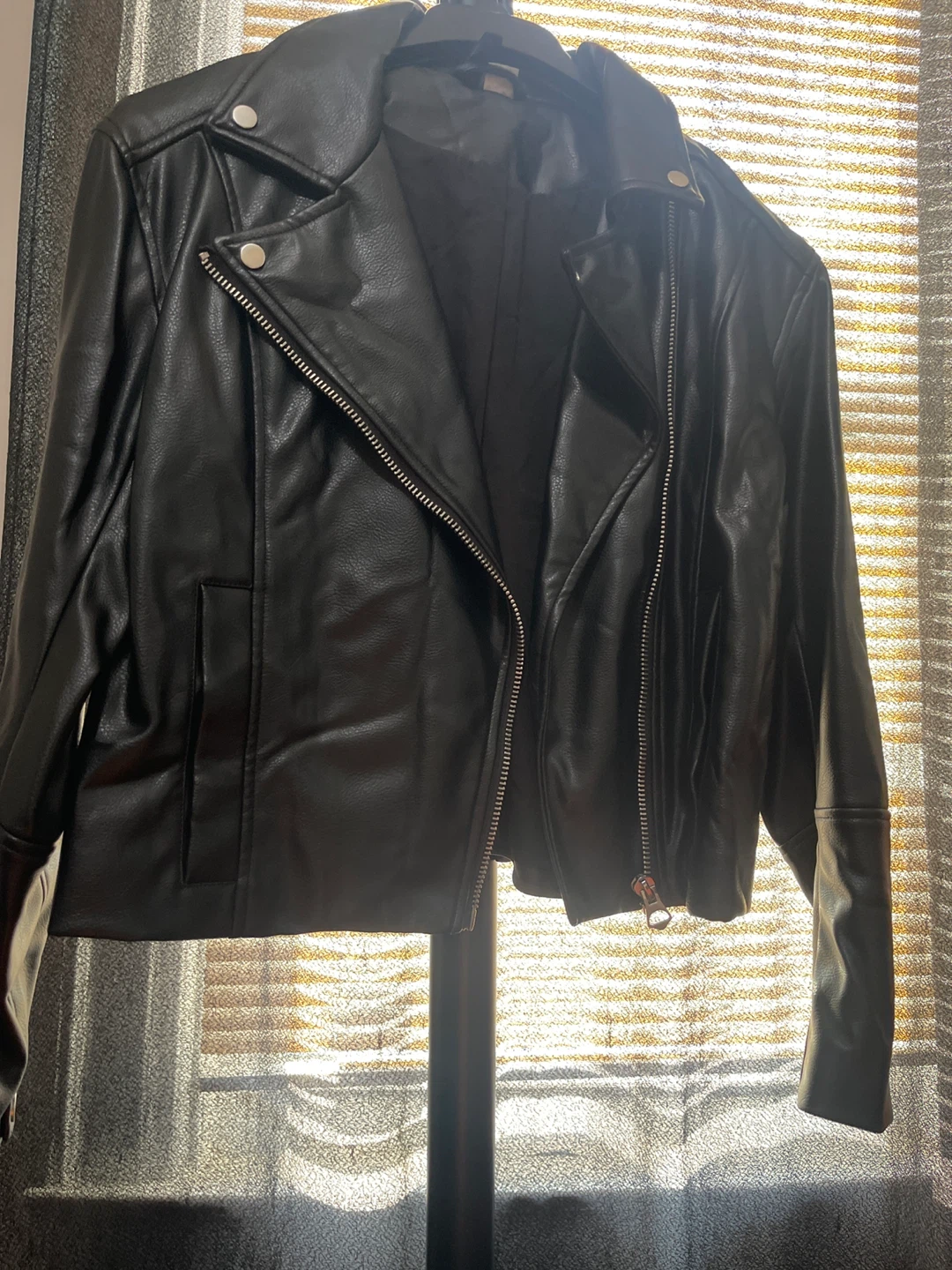 Black Faux Leather Biker Jacket