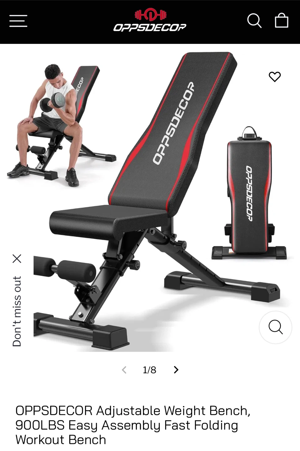OPPSDECOR Adjustable Weight Bench