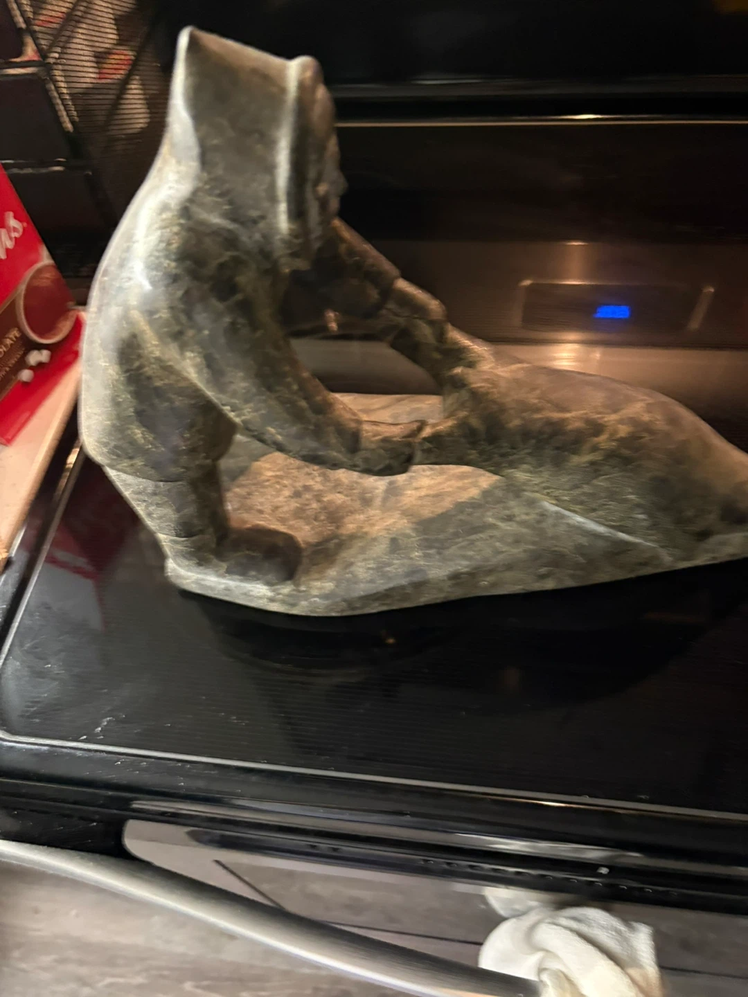 Carved Stone Figurine of Person with Animal - photo 2