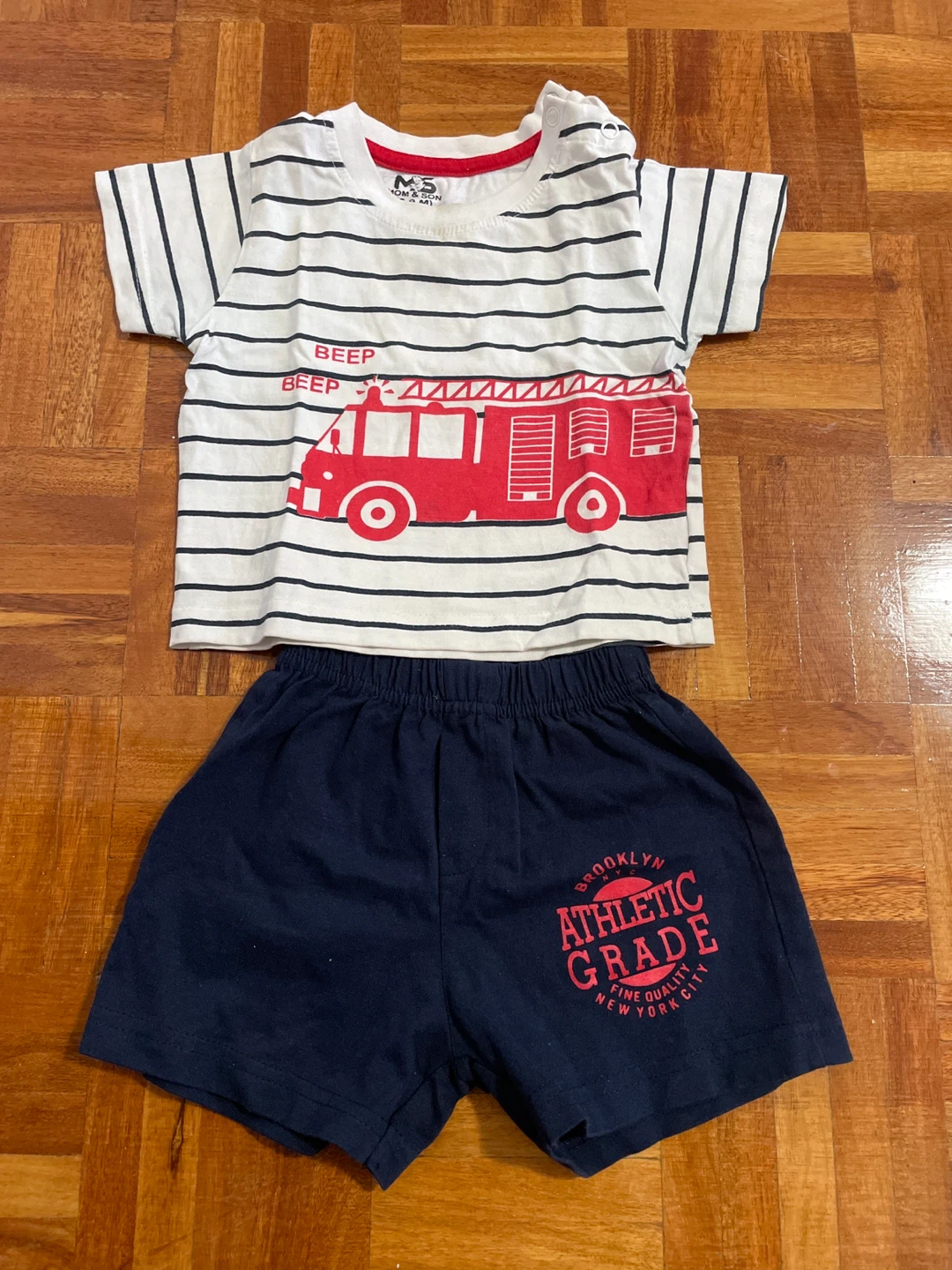 MS Mom & Son Fire Truck T-Shirt and Shorts Set