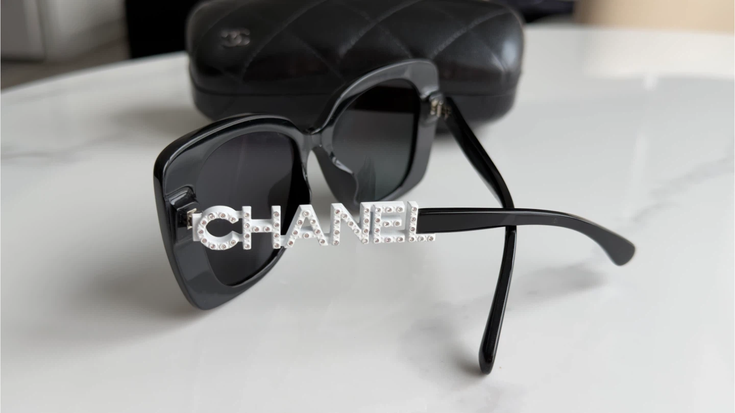 Authentic Chanel Acetate Strass Square Sunglasses 5422-B-A