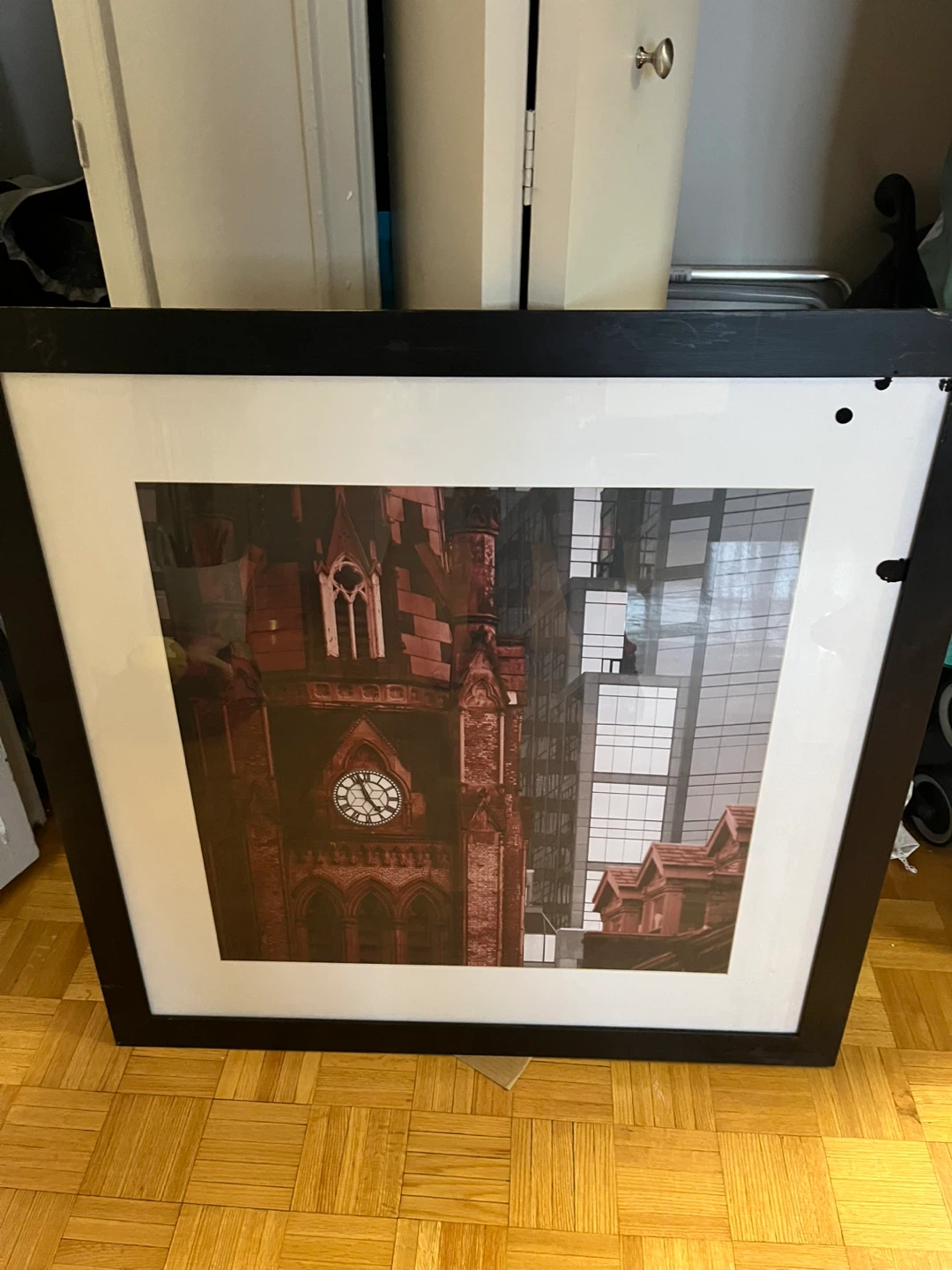 Framed Print of Historic Building with Clock