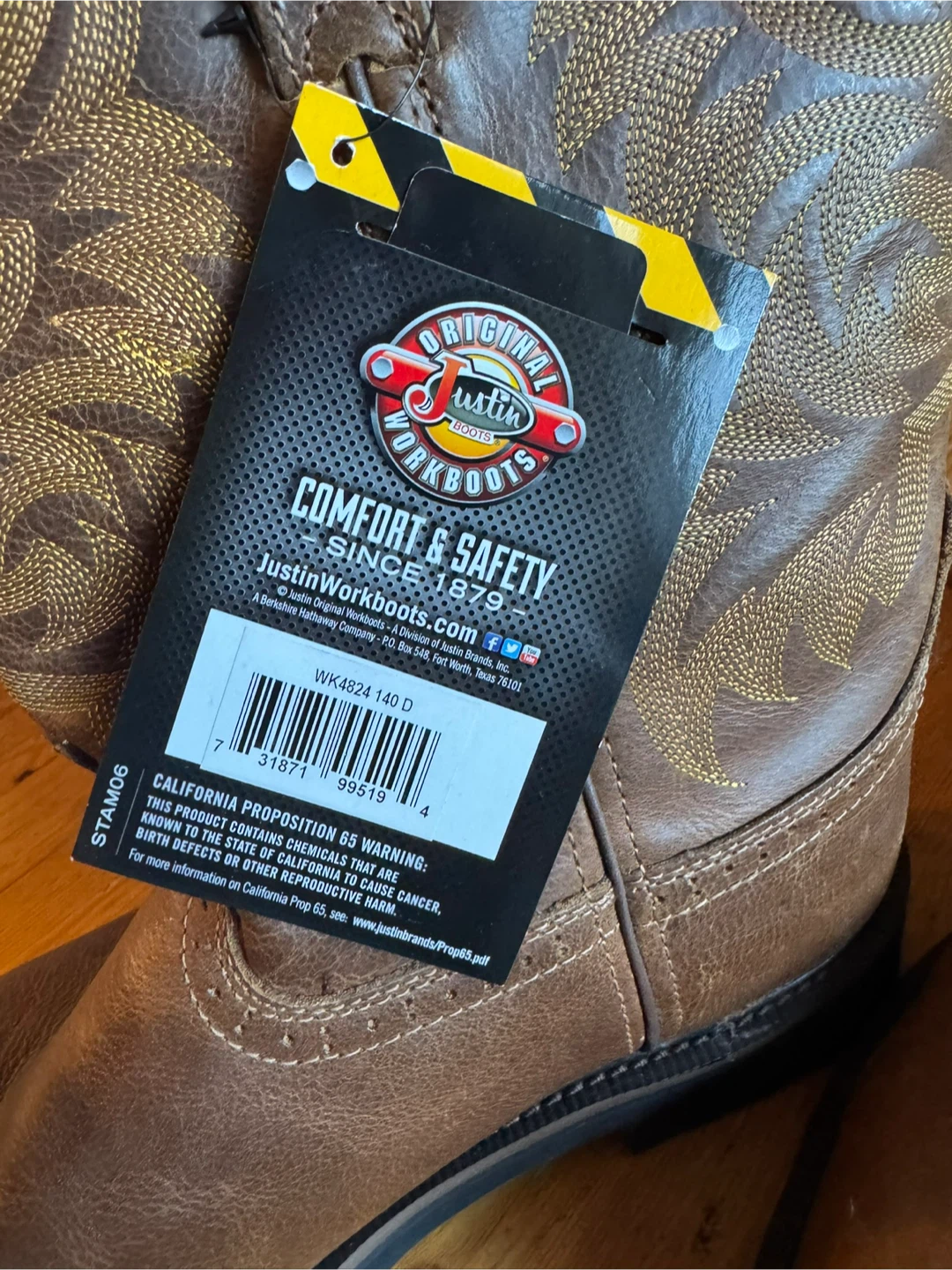 Justin Workboots Square Toe Brown Leather Cowboy Boots - photo 3