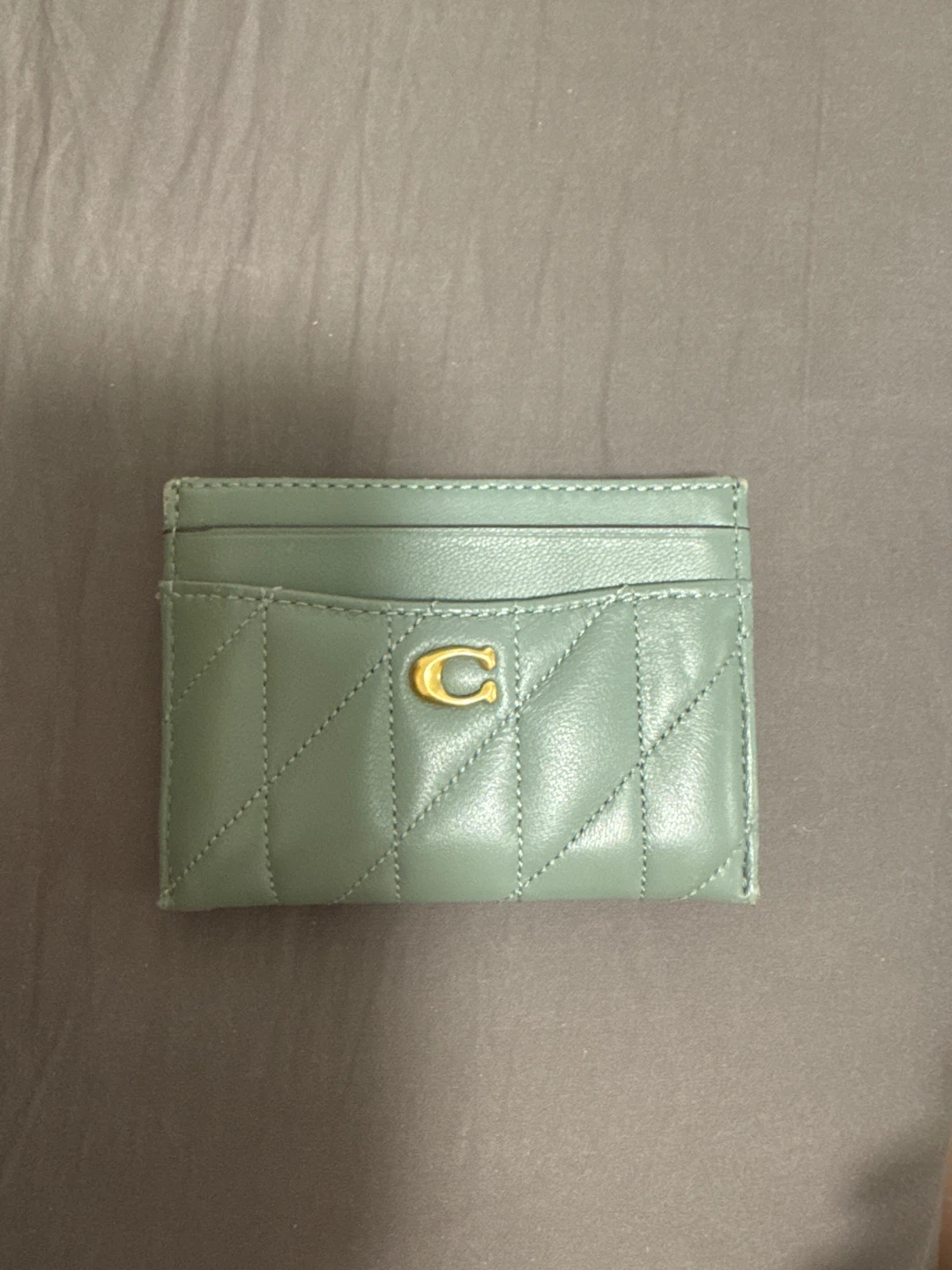 Coach Quilted Card Holder - Seafoam Green