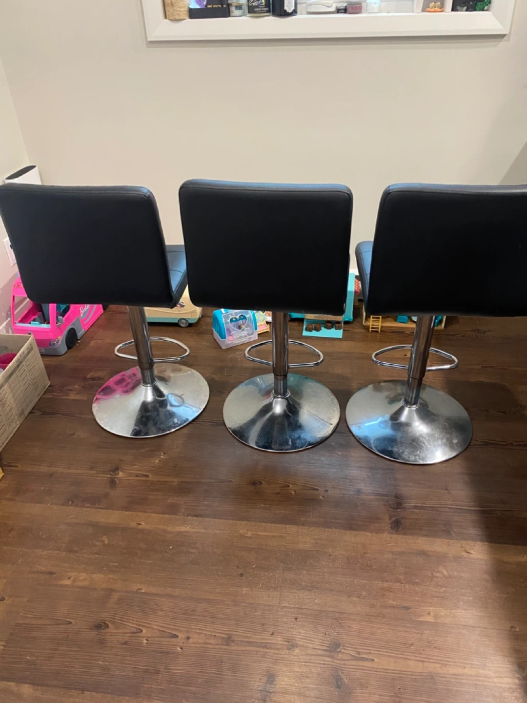 Set of 3 Black Adjustable Bar Stools - photo 2