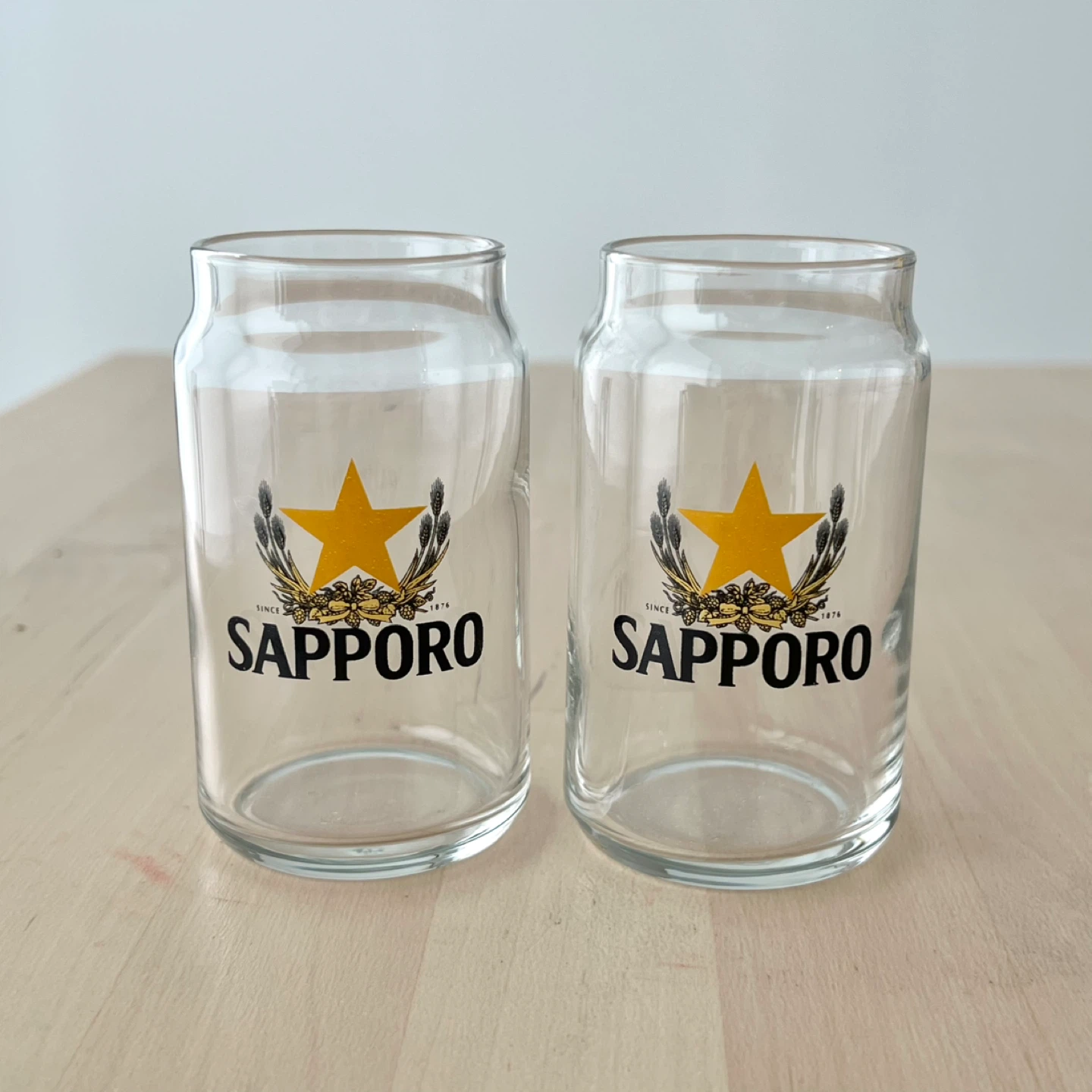 New Sapporo Beer Glasses 10cm height - Set of 2
