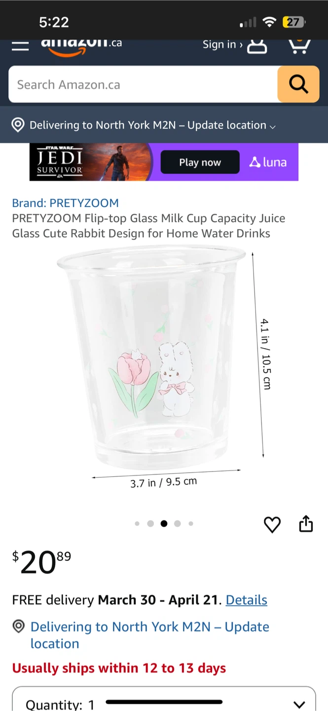 (Retail $28)PRETYZOOM Glass Cup with Spoon - photo 3