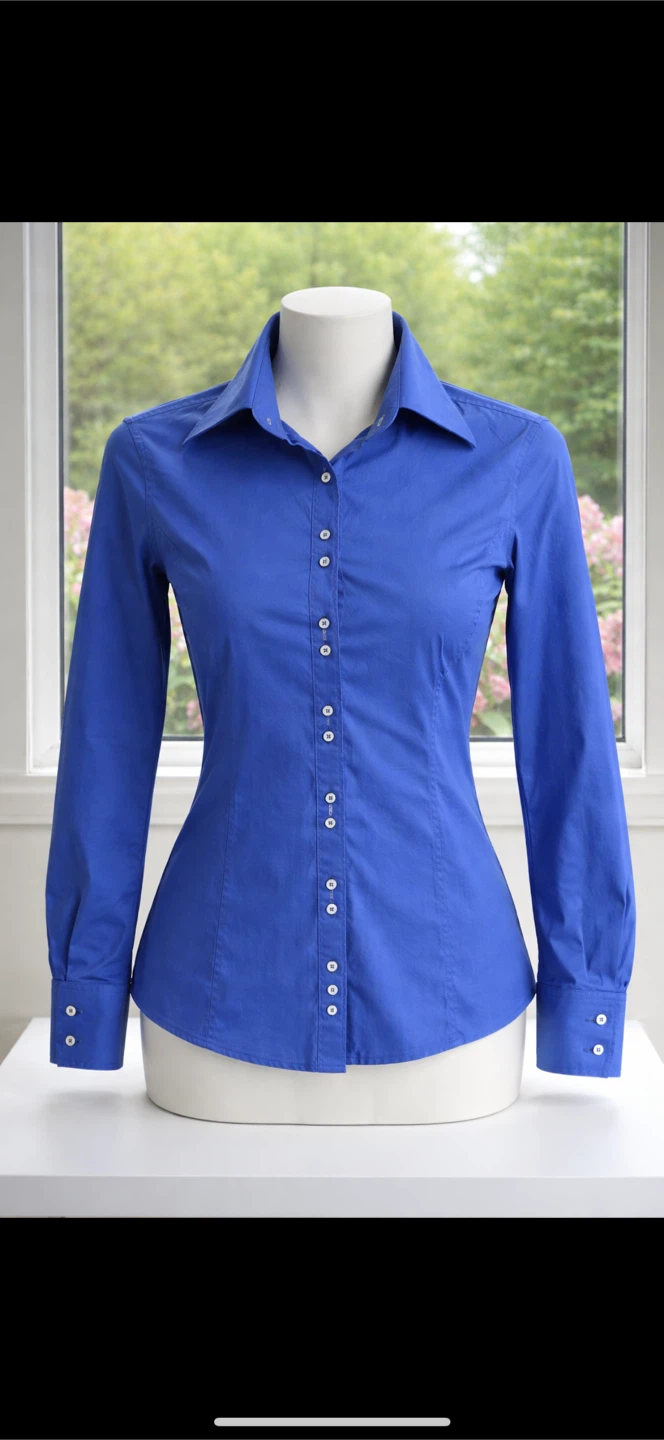 Rosalia Nigrette Blue Button-Up Shirt - Size 2 - photo 2