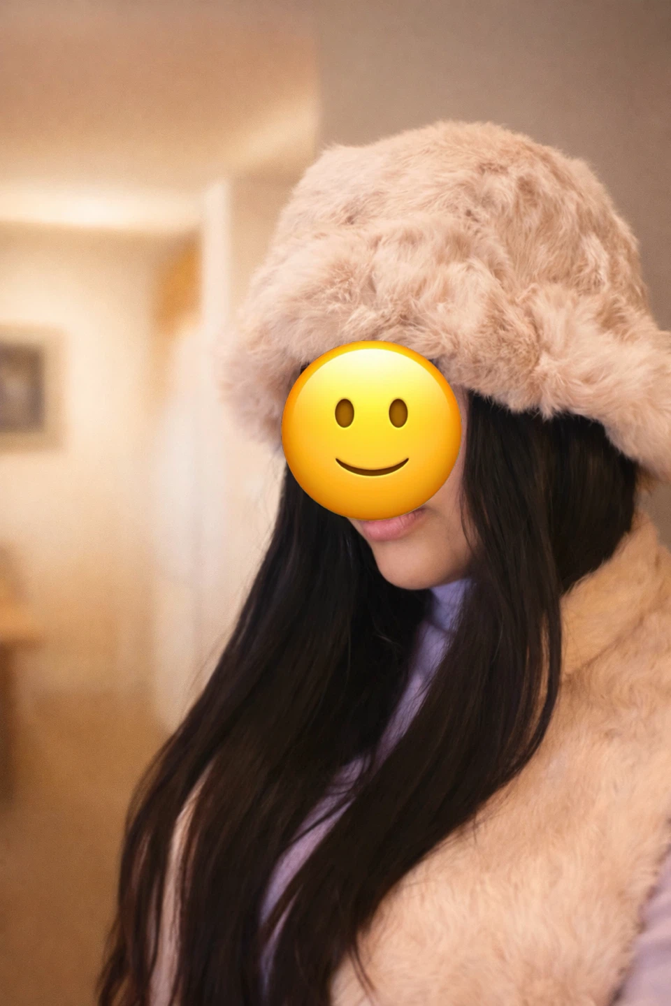 Rabbit Fur Bucket Hat and Scarf Set - Blush Pink