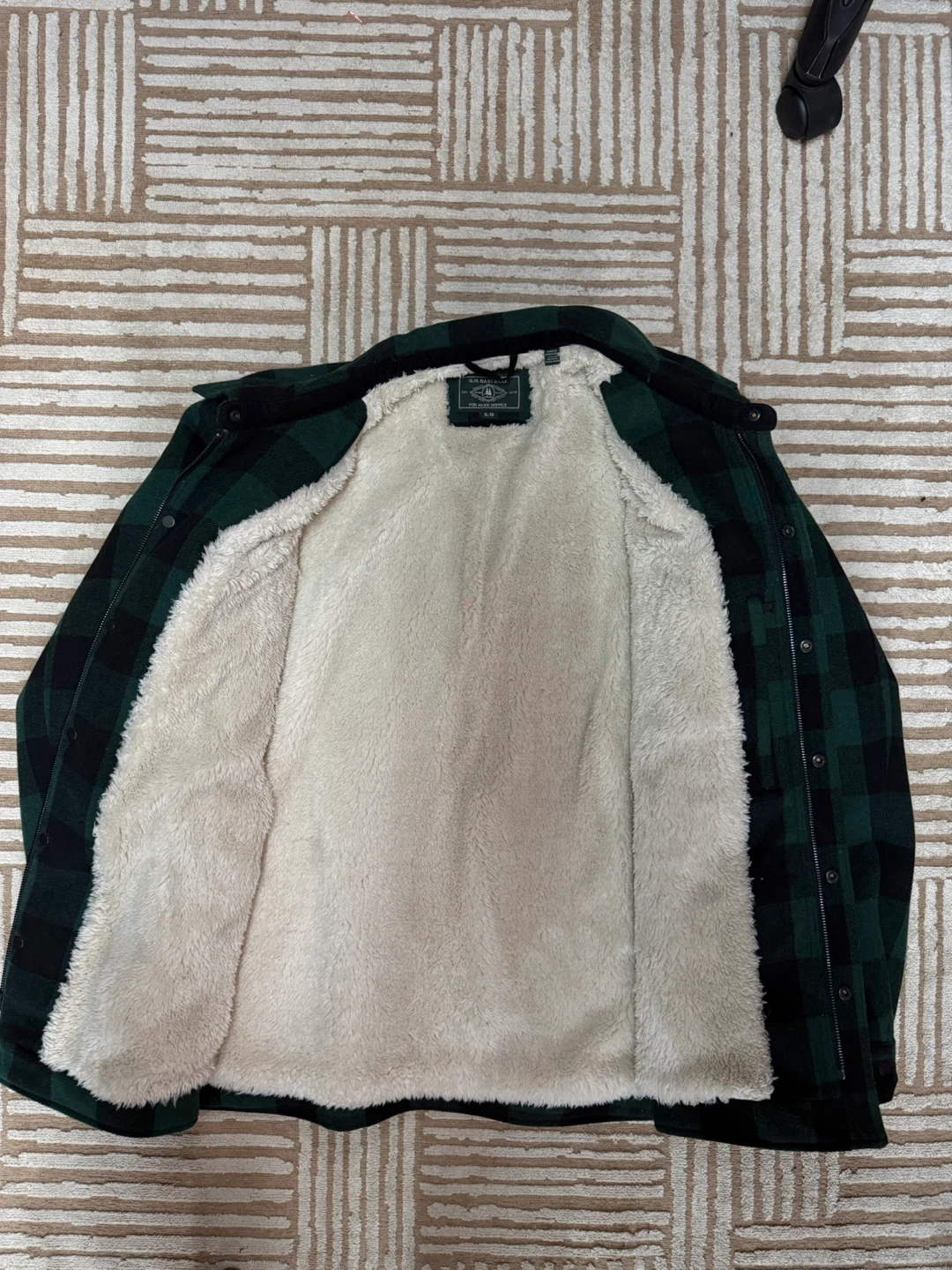 Men’s Wool Blended Sherpa Lined Jacket Green Warm Coat Size Xl - photo 2