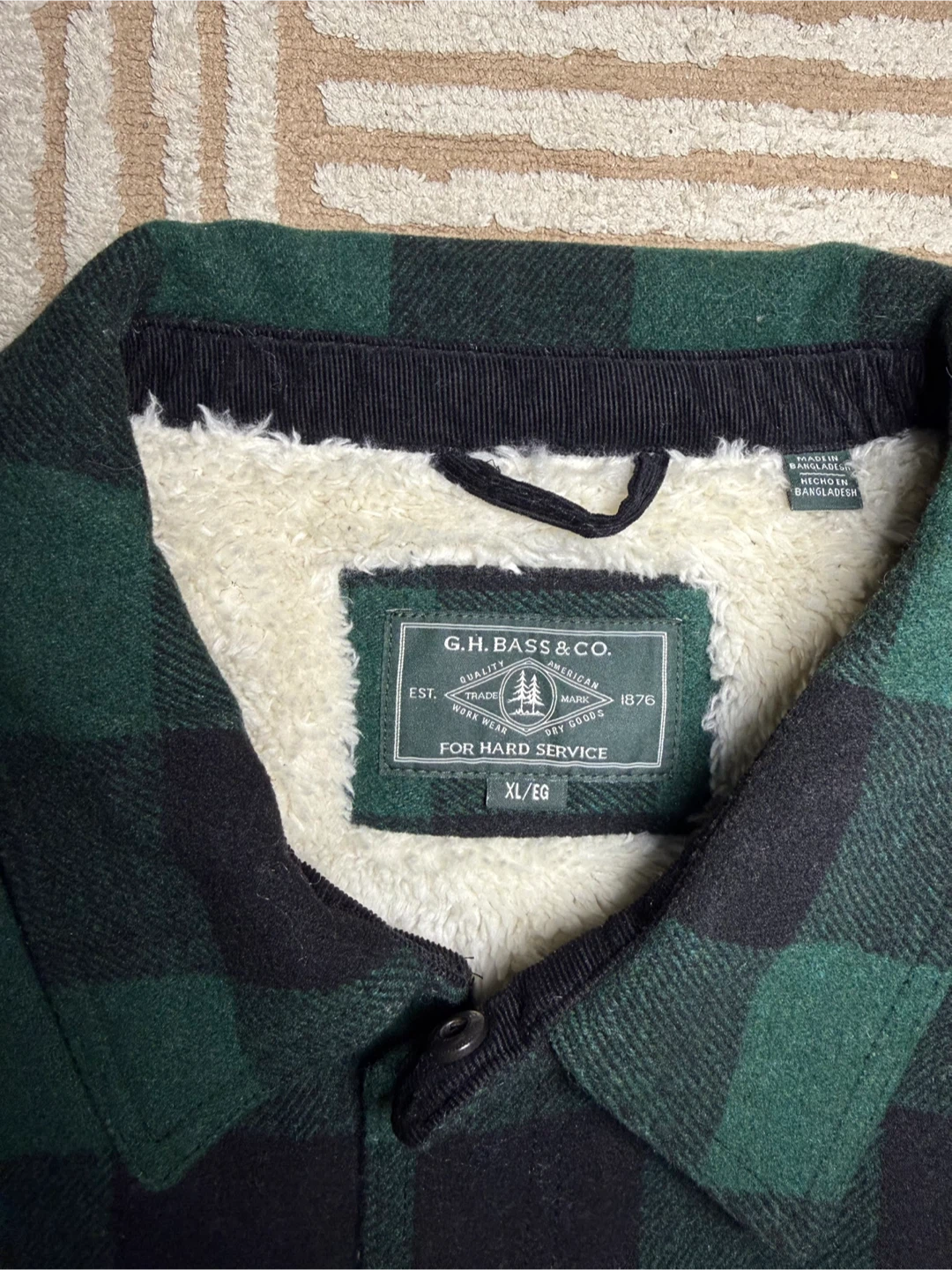 Men’s Wool Blended Sherpa Lined Jacket Green Warm Coat Size Xl - photo 3