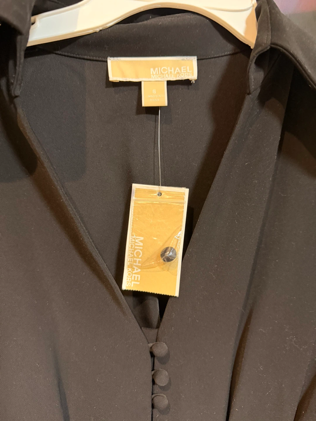 Michael Kors Black Button Front Collared Dress Size 6 - photo 2