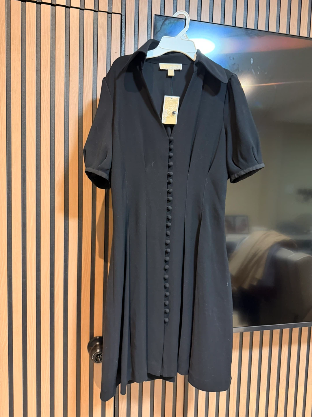 Michael Kors Black Button Front Collared Dress Size 6