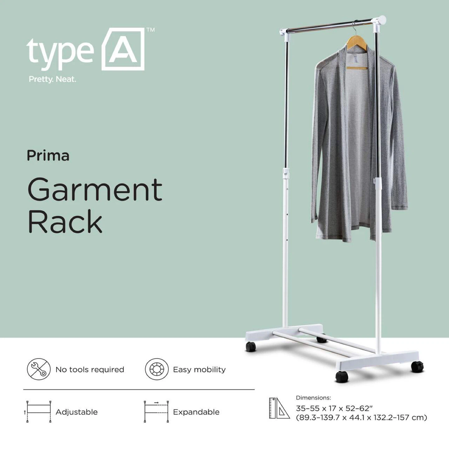 OPEN BOX Type A Prima Freestanding Adjustable Clothing Rack - photo 2