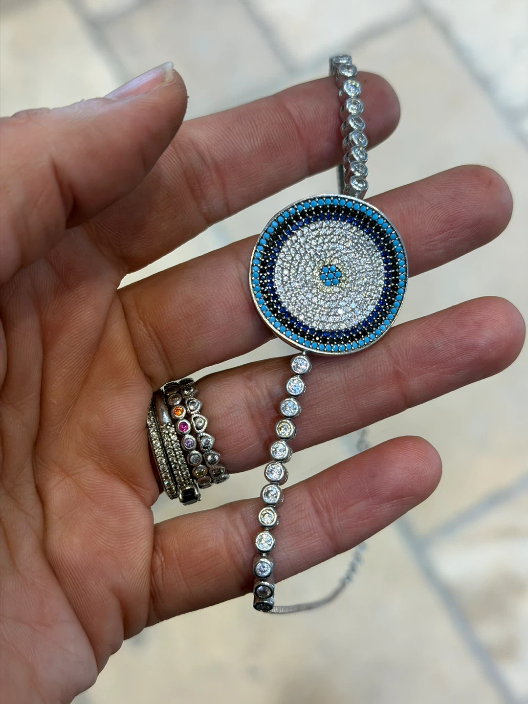 Evil Eye Tennis Necklace with CZ Stones
