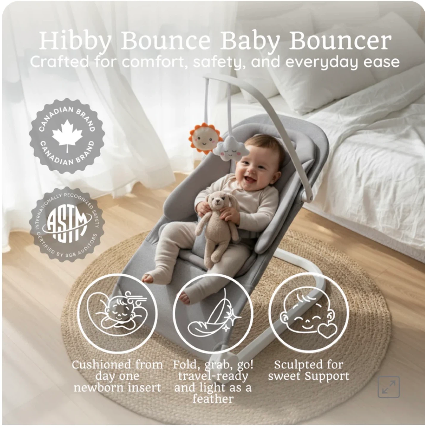 Hibby Bounce Baby Bouncer  in pink - photo 2