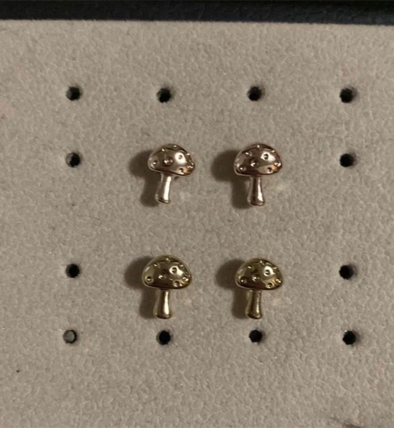 Mushroom Stud Earrings - Gold & Rose Gold
