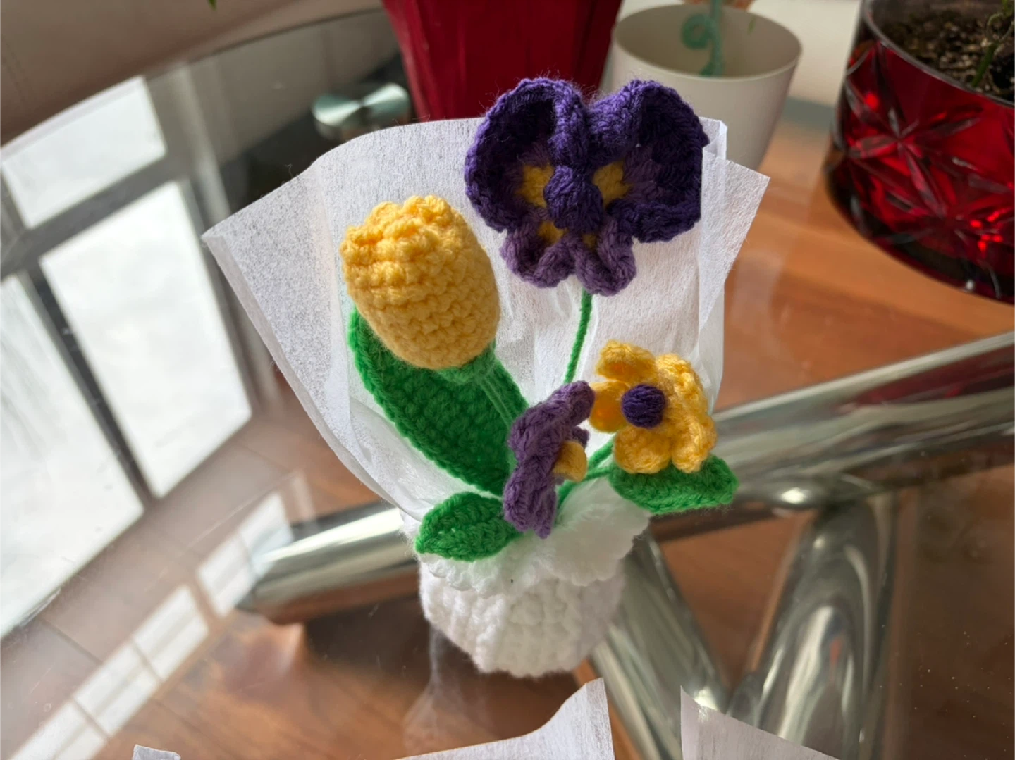 Handmade Crochet Flower Bouquets (Set of 4)