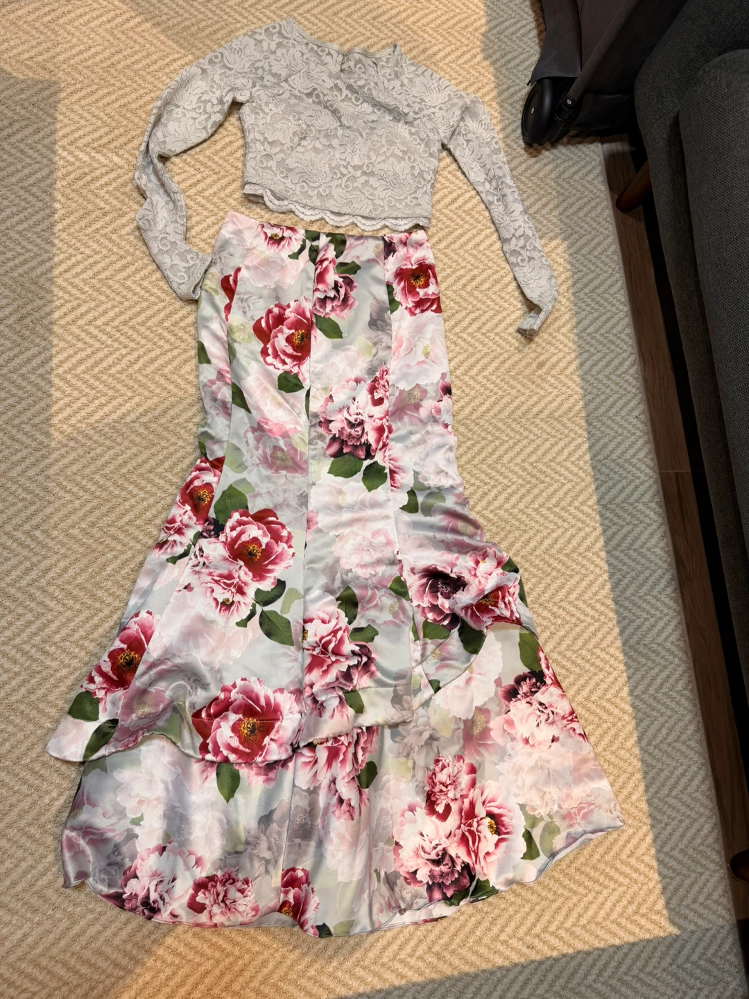Floral Print Two-Piece Prom Dress - photo 2