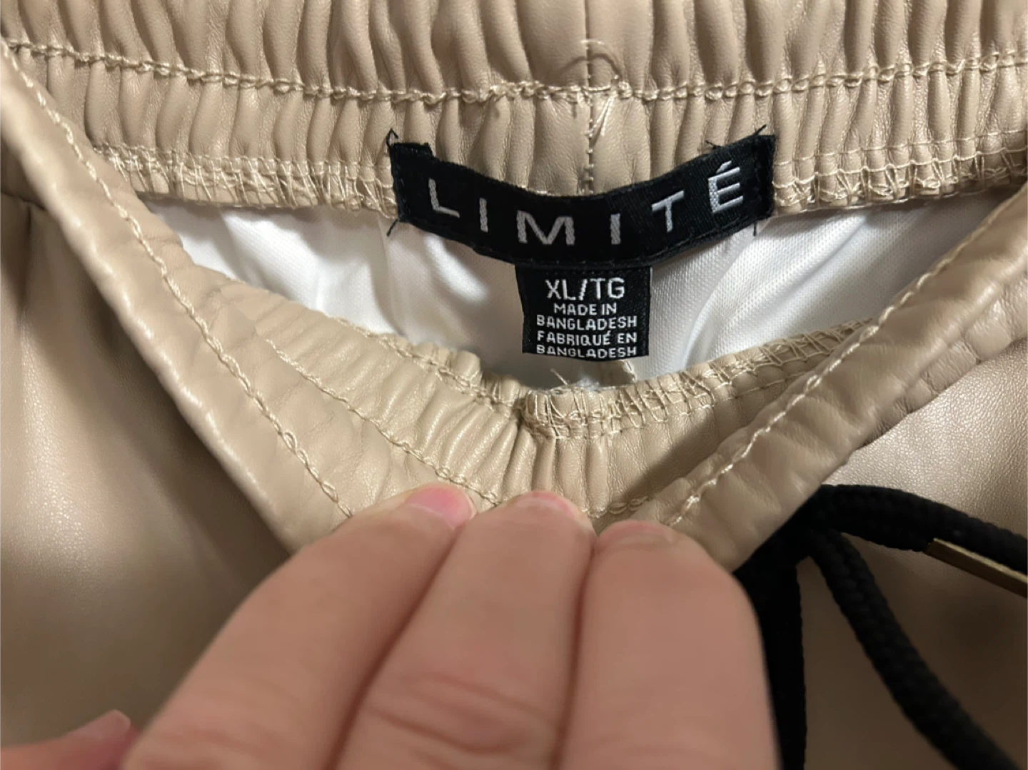 LIMITÉ Faux Leather Jogger Pants - Beige, XL - photo 3