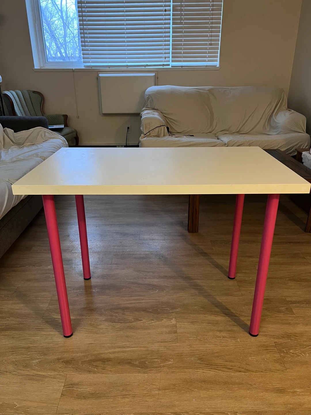 IKEA Table White with Pink Legs
