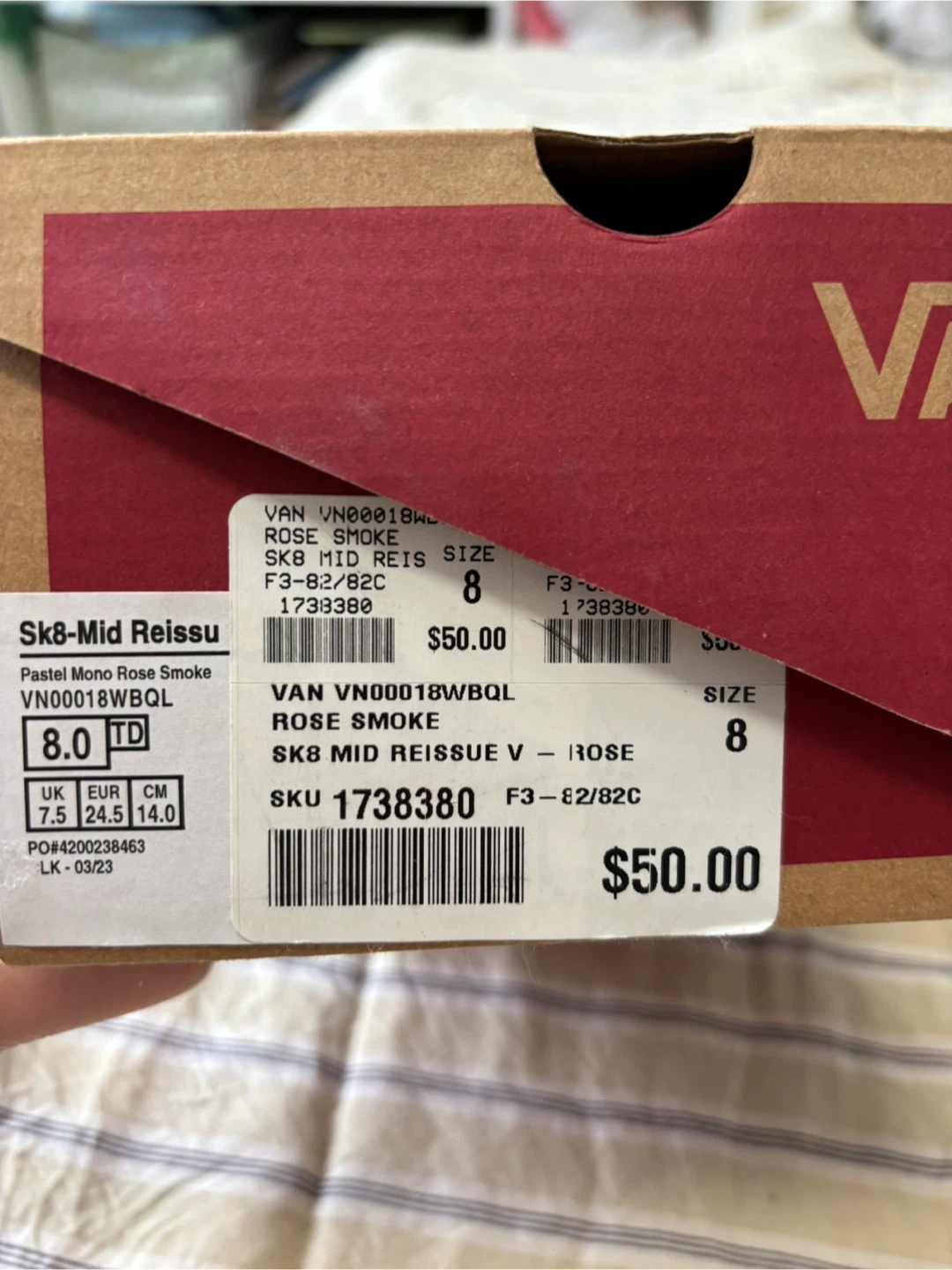 Vans SK8-Mid Reissue Rose Smoke Toddler Shoes, Size 8 - photo 2