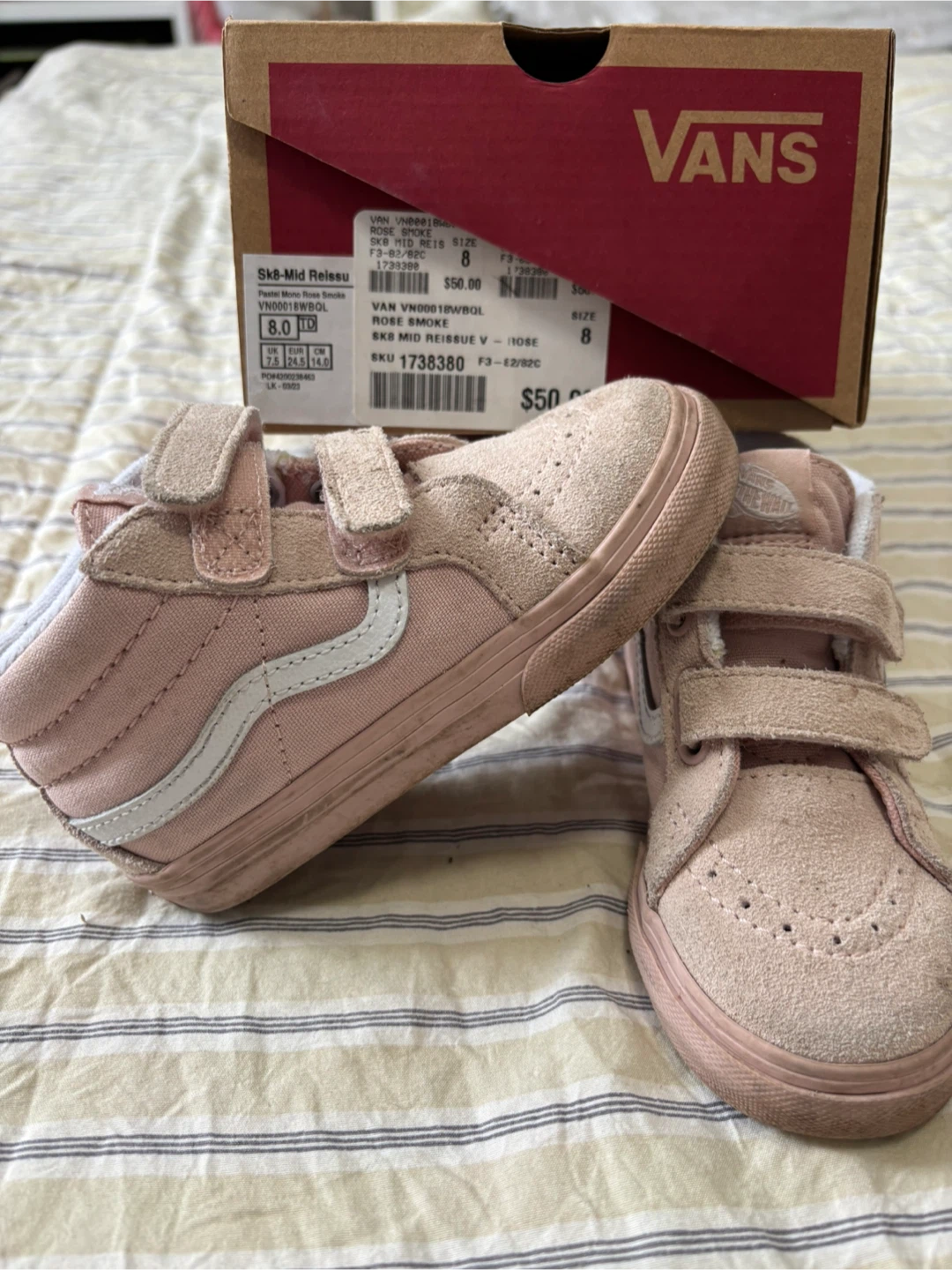 Vans SK8-Mid Reissue Rose Smoke Toddler Shoes, Size 8