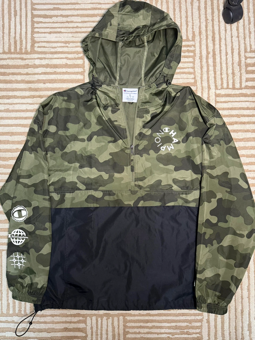 Champion Men’s Camo Half Zip-Up Windbreaker Jacket Size Xl