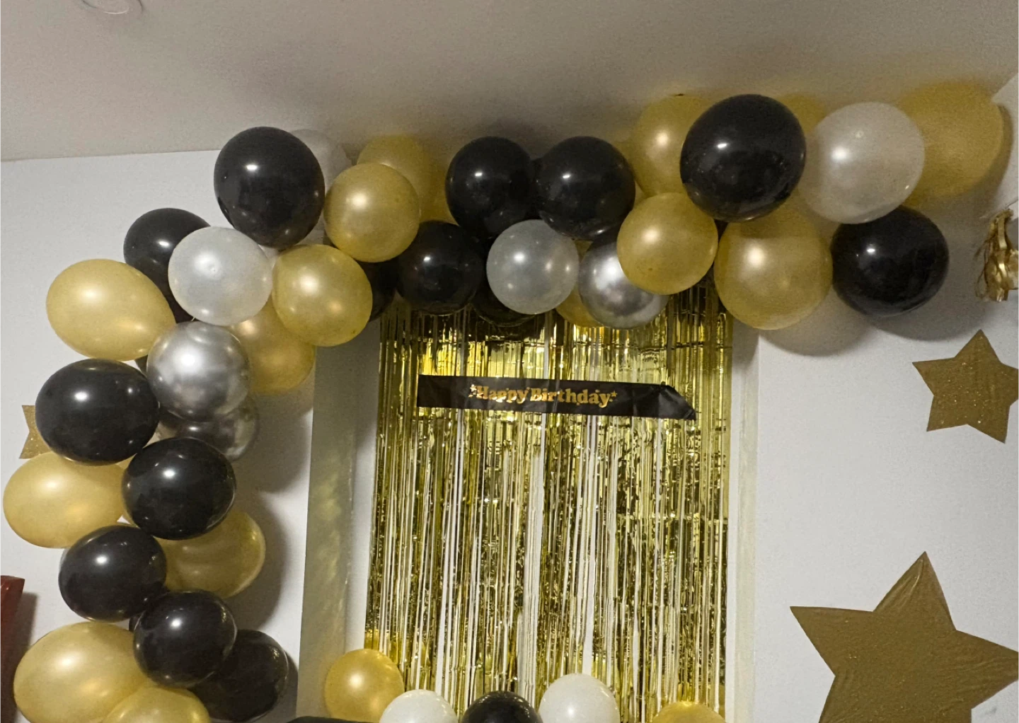 Happy Birthday Balloon - Gold, Black, Silver