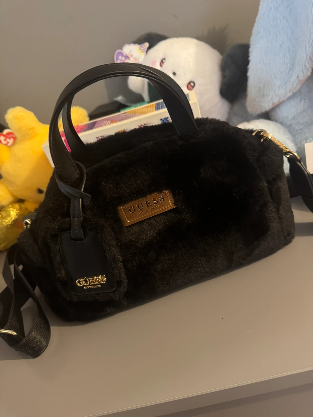 Guess Black Faux Fur purse