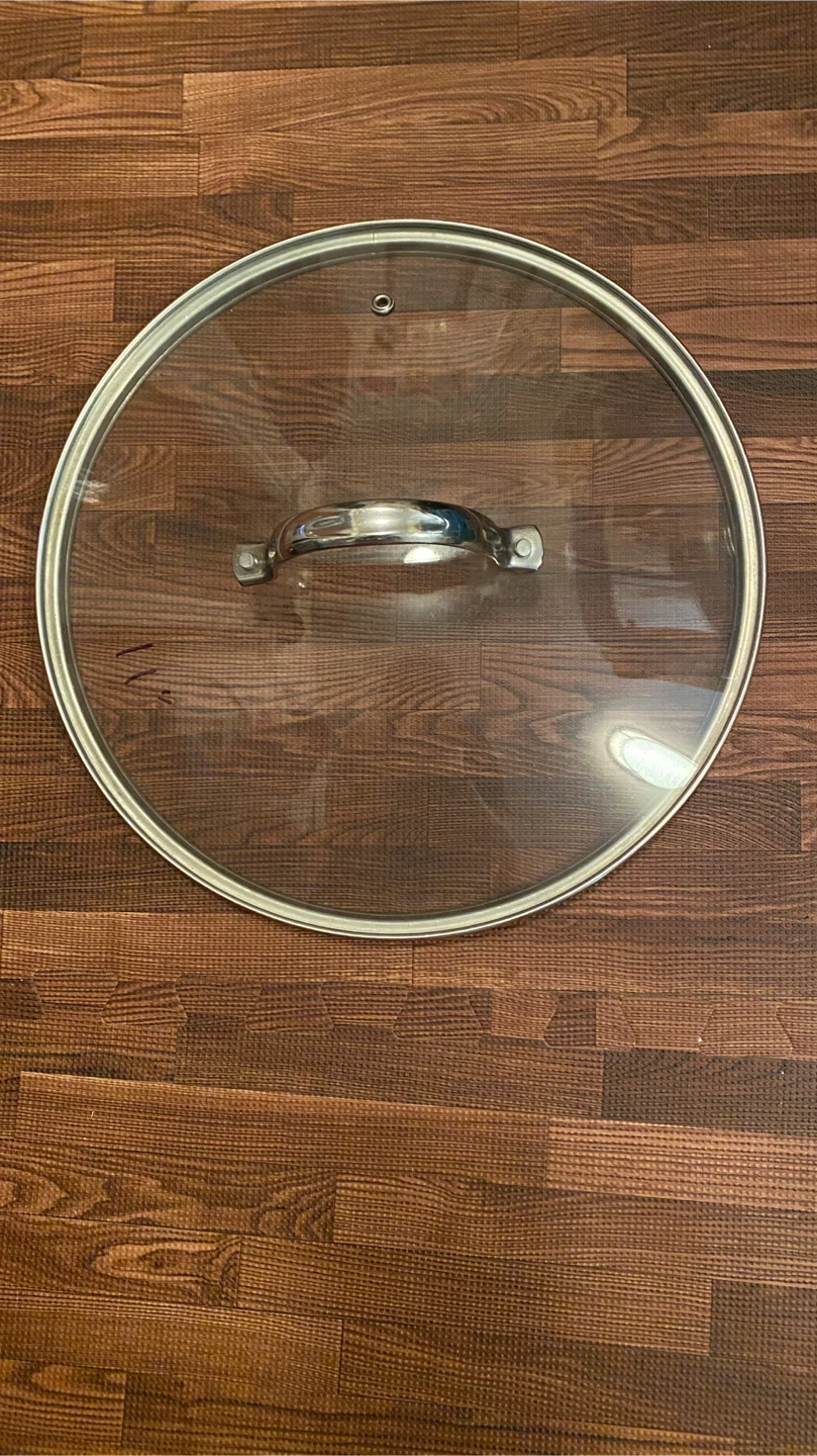 Glass Pot Lid with Stainless Steel Rim and Handle