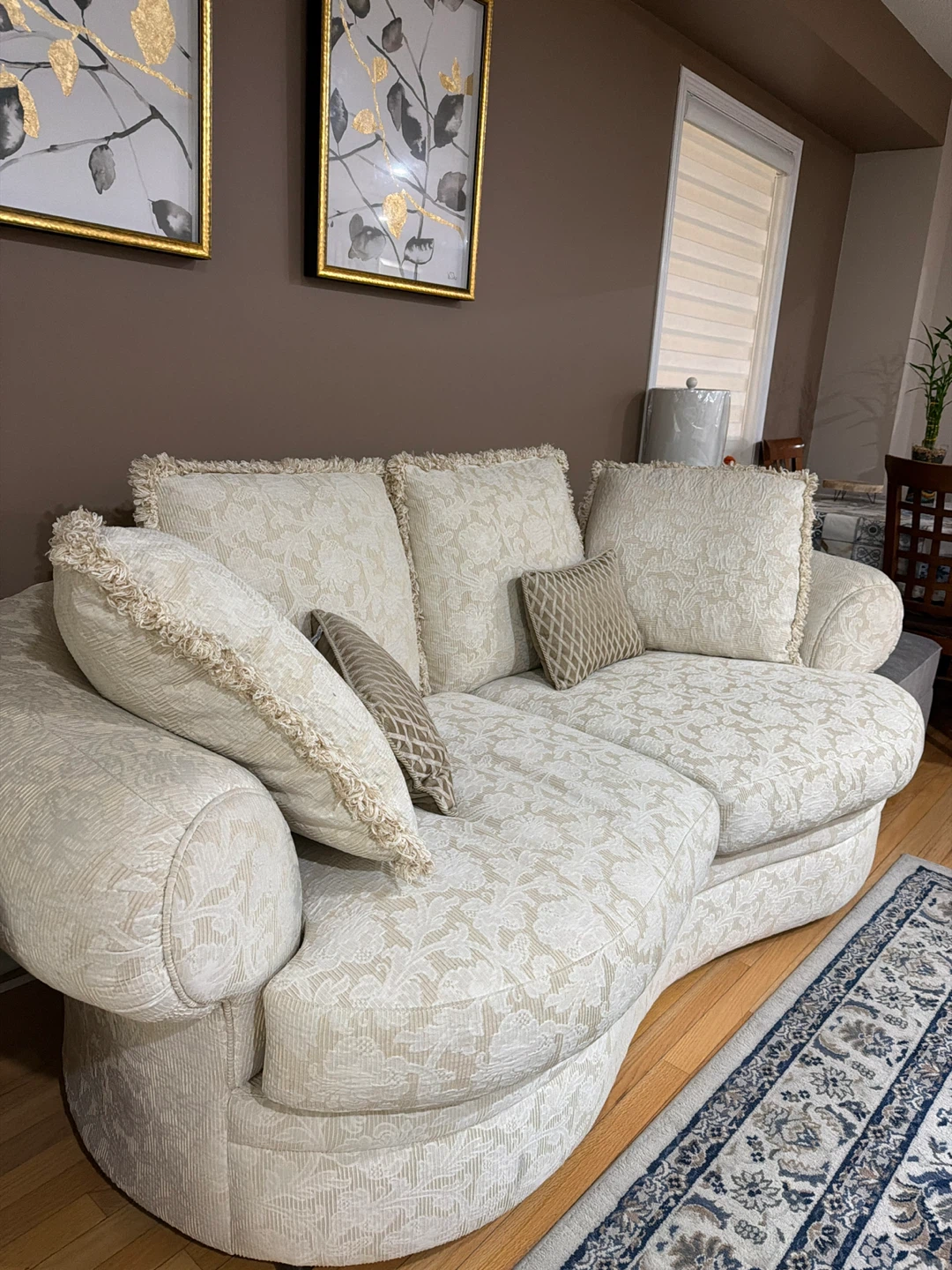 Cream couch &  Accent chair with coffee table - photo 4