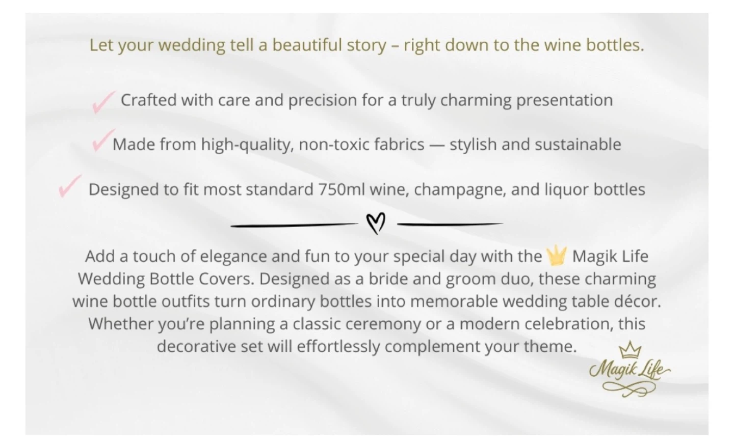 Bride & Groom Bottle Decorations for Wedding Table - photo 3