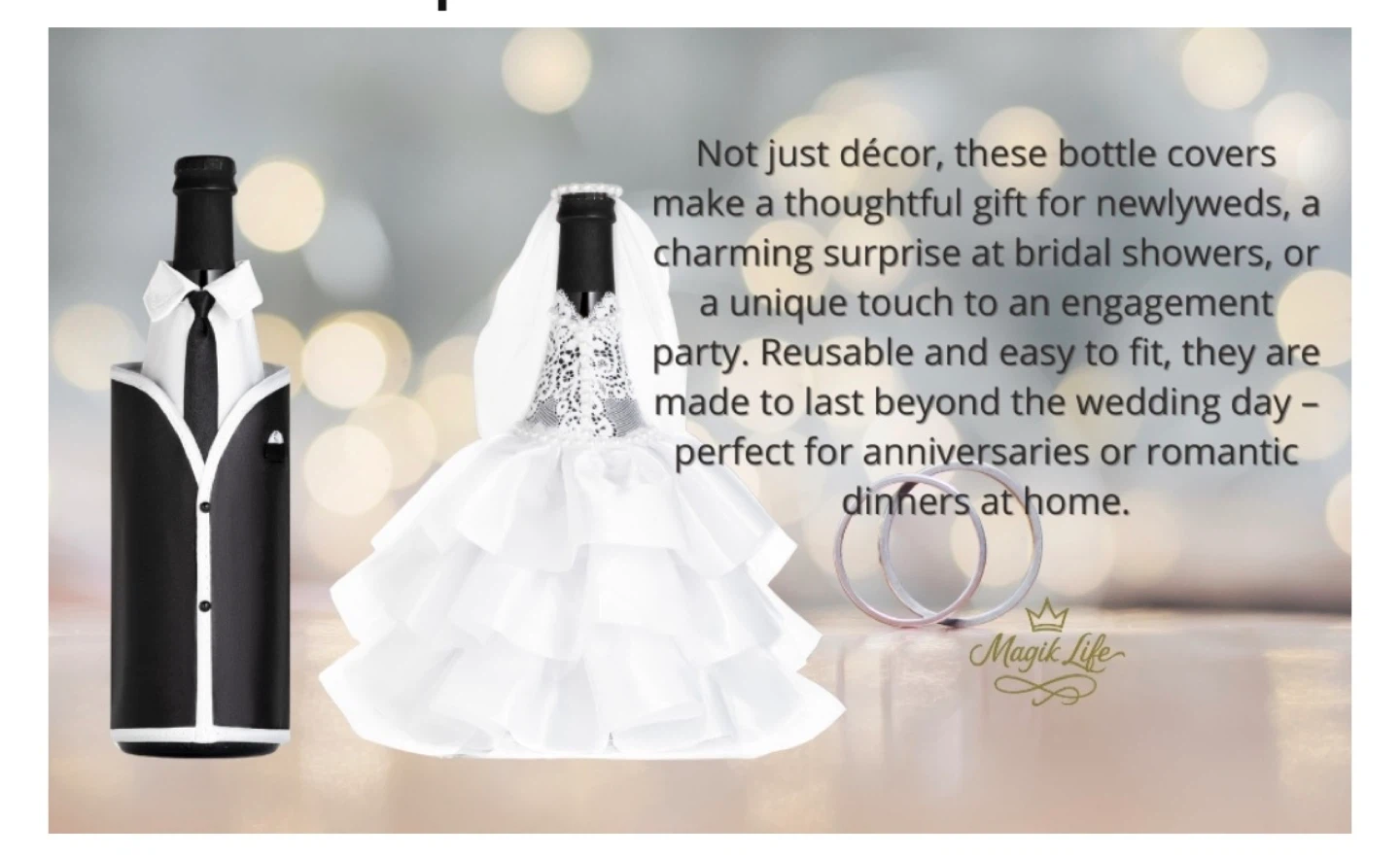 Bride & Groom Bottle Decorations for Wedding Table - photo 2