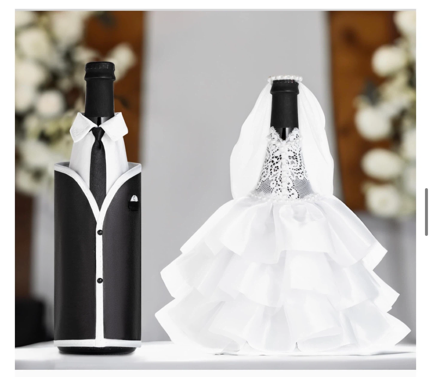 Bride & Groom Bottle Decorations for Wedding Table