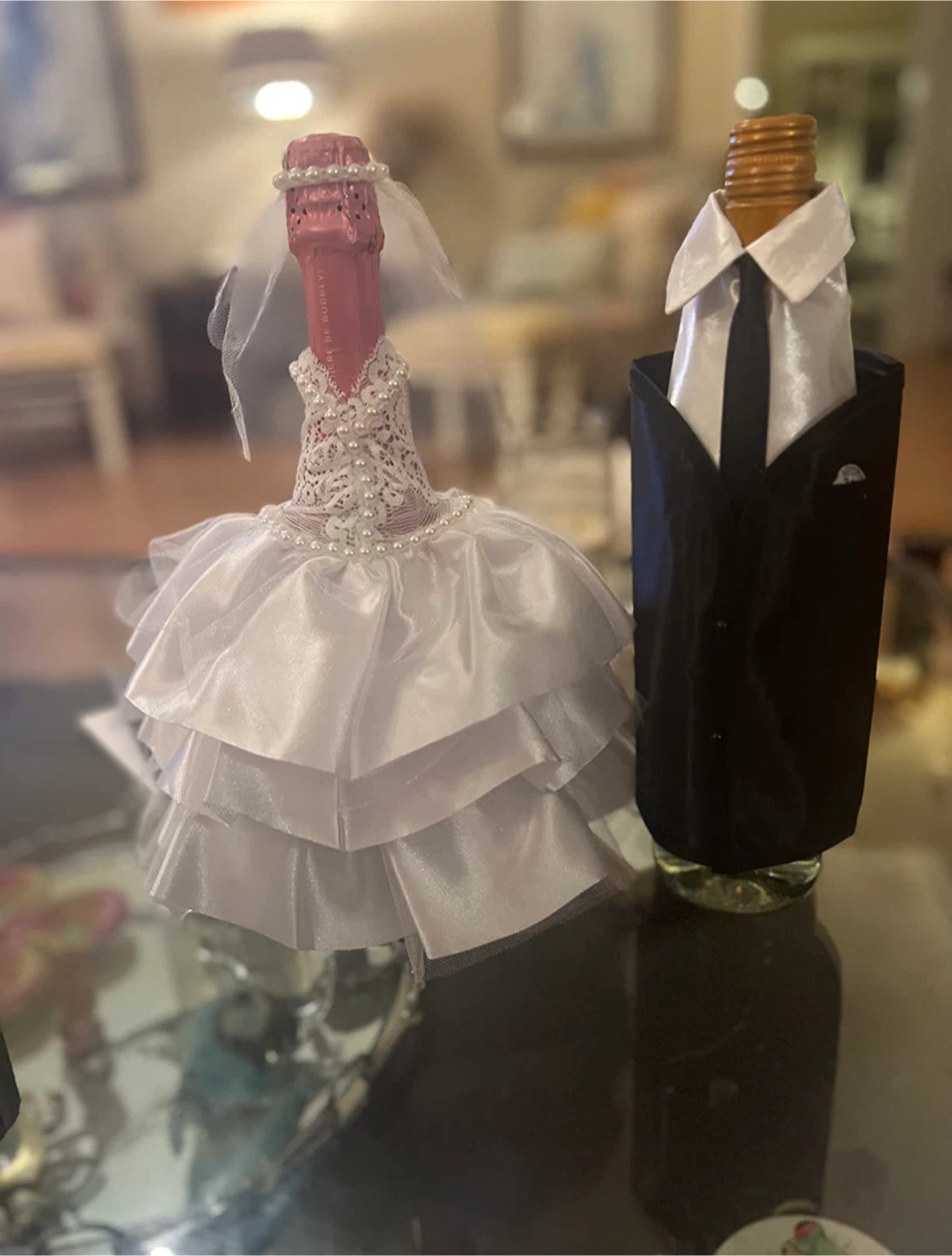 Bride & Groom Bottle Decorations for Wedding Table - photo 4