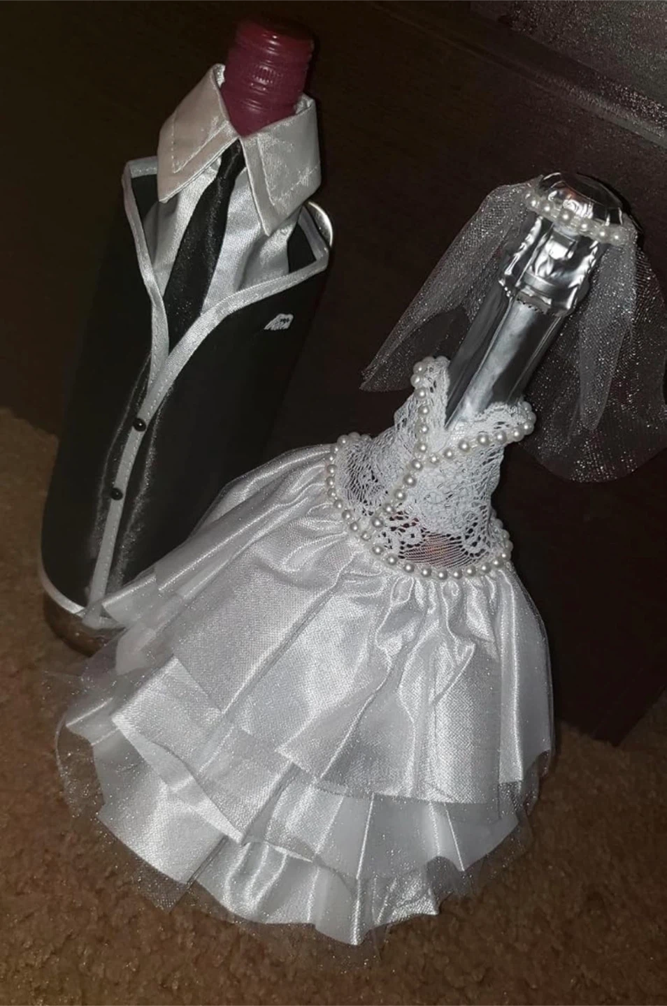 Bride & Groom Bottle Decorations for Wedding Table - photo 5