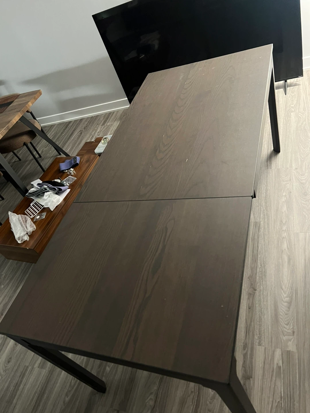 IKEA Extendable Dining Table with 6 chairs- Dark Wood - photo 5