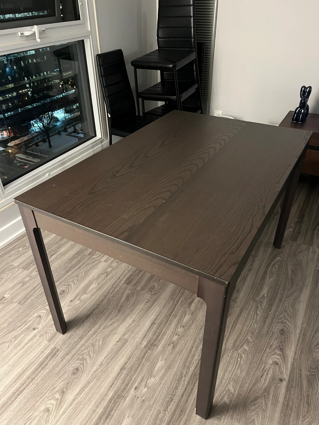 IKEA Extendable Dining Table with 6 chairs- Dark Wood