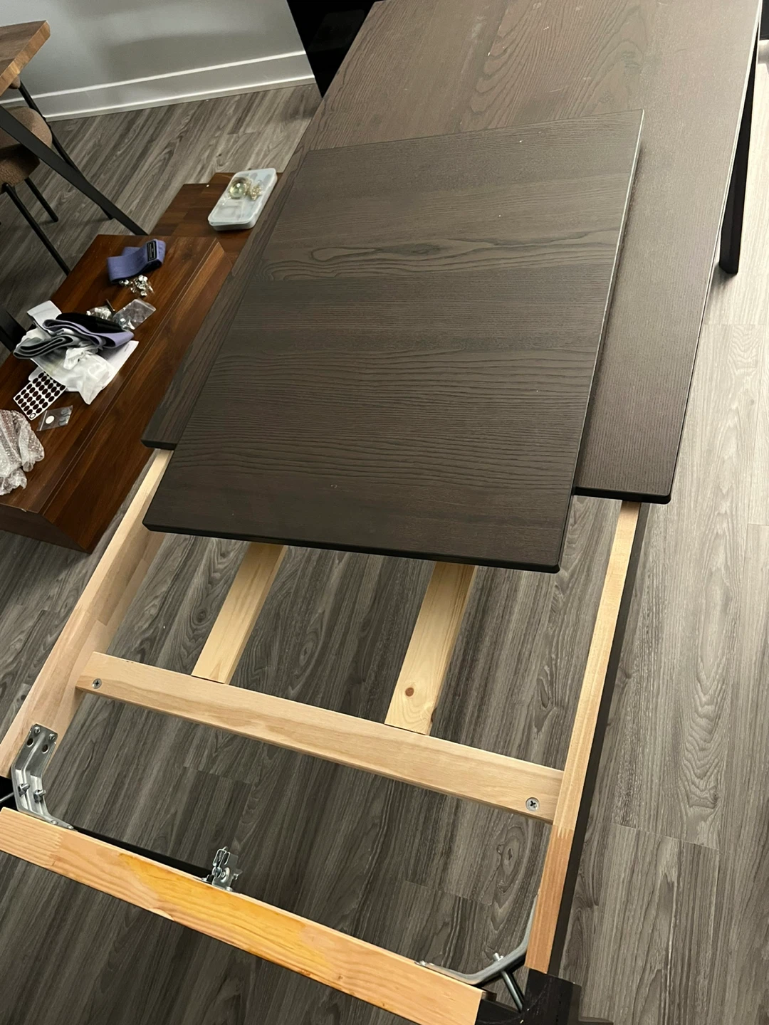 IKEA Extendable Dining Table with 6 chairs- Dark Wood - photo 4