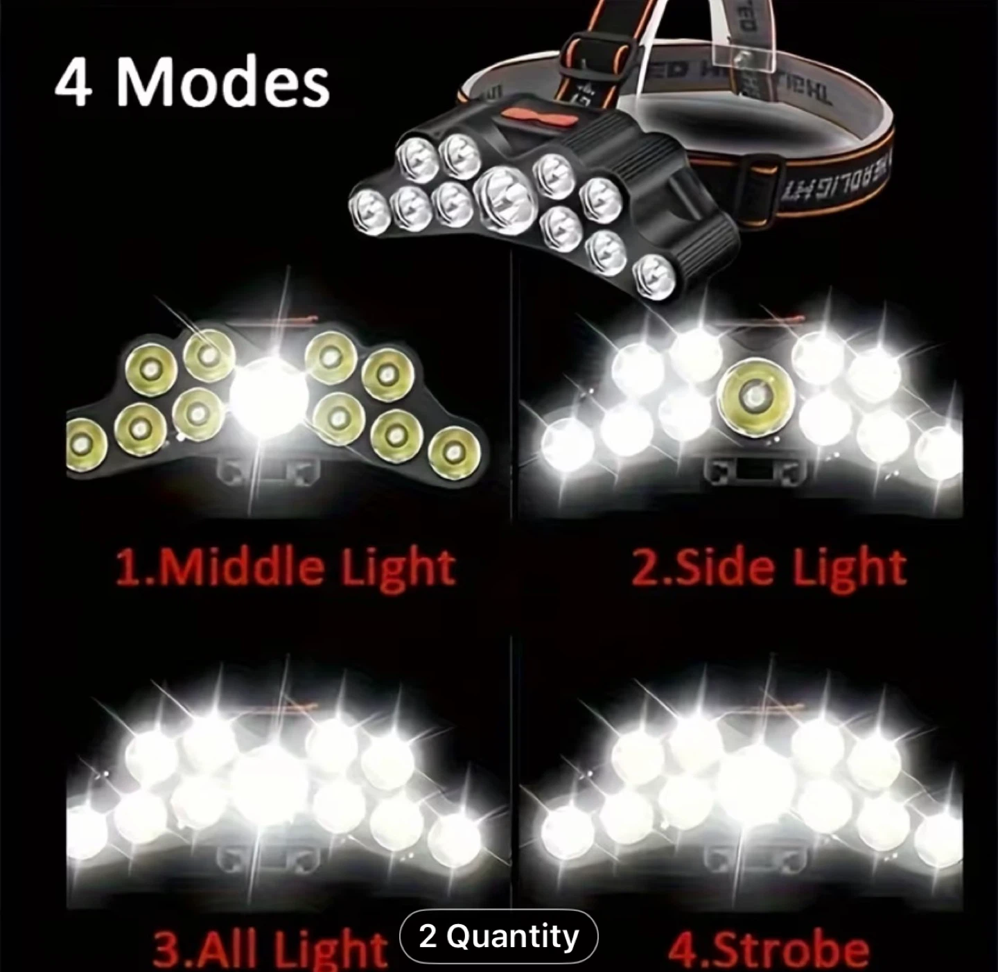 1pcs 11 Core LED Headlamp, Outdoor USB LED - photo 4